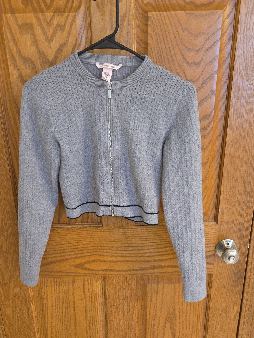 Victoria's Secret Cropped Gray Zip-Front Women's Sweater